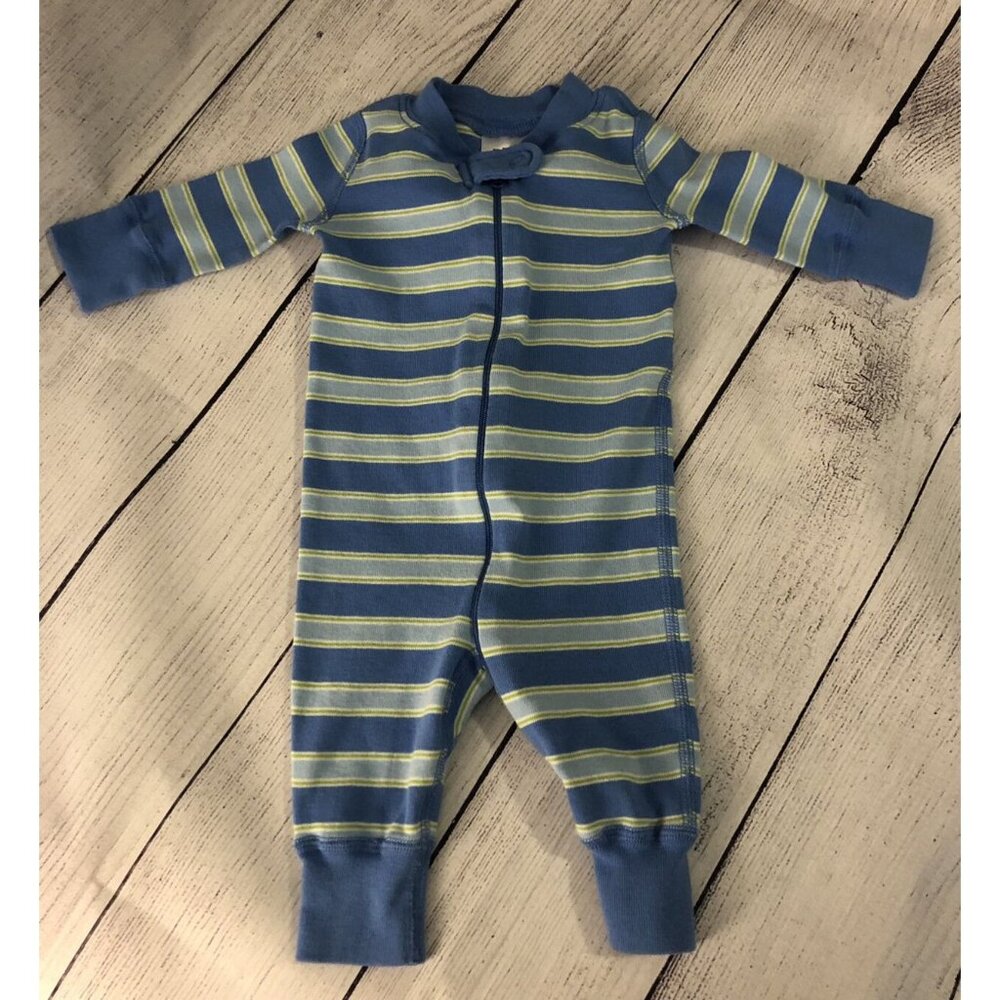 Hanna Andersson 50 0-6M Stripped Footless Zip Up Sleeper